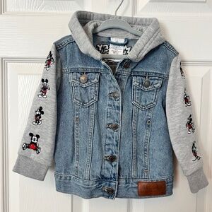 Disney Mickey Mouse Vintage Era Hooded Jersey/Denim Embroidered Jacket US 2
